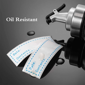 Waterproof oil resistant kitchen labels for food storage with Date and Contents sections