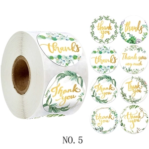 Roll of 8 floral wreath Thank You stickers for envelopes and business packaging