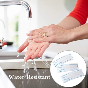 Waterproof food storage labels with Date and Contents fields for kitchen fridge organizing