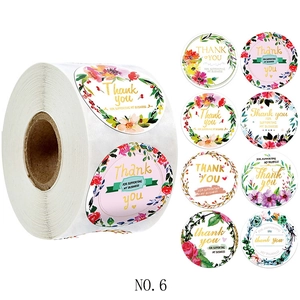 Roll of 8 floral Thank You stickers for sealing envelopes and business packaging