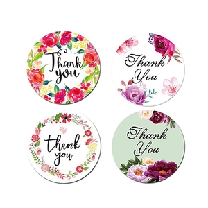 Autocollants Thank You floraux avec couronnes d'aquarelle pour sceller les enveloppes