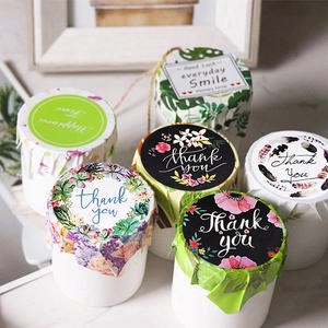 Floral wreath design Thank You roll stickers for gift packaging and envelope sealing