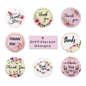 Set mit 8 floralen Dankeschön-Aufklebern mit Rosenmustern für Geschenkverpackungen