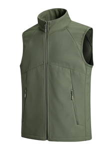 Men's Outdoor Function Vest Stand Collar Full Zip Sleeveless Jacket Windproof Fleece Waistcoat For Hiking Fishing Daily Wear