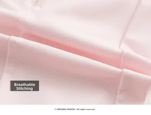 Close-up of pink breathable honeycomb mesh fabric on a sun protection fishing jacket
