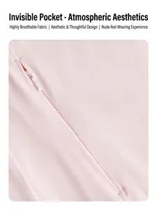 Pink breathable sun protection jacket with hidden zipper pocket and mesh texture detail