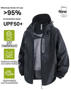 UPF50+ sun protection jacket detail featuring a zipped chest pocket and elastic cuff