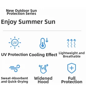 Detail view of UV protection features, breathable fabric and cooling tech for sun jackets