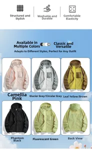 Détails des options de couleurs pour veste de protection solaire UPF50+ à capuche