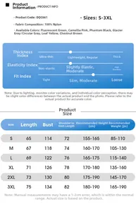 Tableau des tailles pour veste anti-UV UPF50+ avec mesures du S au 3XL détaillées
