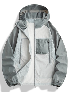 Veste Protection Solaire UPF50 Unisexe à Capuche Respirante Soie Glacée Extérieur Alpinisme Pêche Coupe-Vent Top Léger