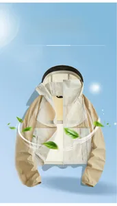 Detail of color-block hooded sun protection jacket with breathable technical fabric