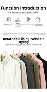 Detail der abnehmbaren Fleece-Innenfutter in mehreren Farben mit winddichten Eigenschaften