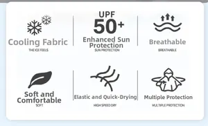 UPF 50+ cooling ice silk fabric features showing breathable and quick-dry sun protection tech