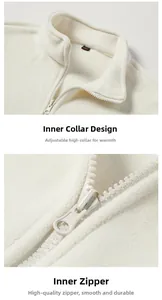 Details des weißen Fleece-Innenfutters mit Stehkragen und robustem Reißverschluss