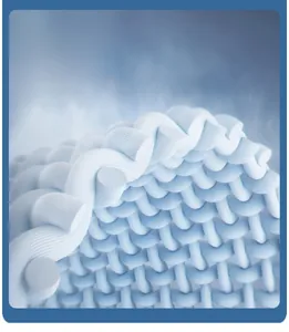 Macro view of FlowFree tech breathable fiber structure with cooling micro-pores