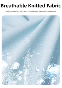 Close-up of UPF50+ ice silk fabric with breathable mesh and cooling ice effect