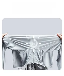 Detail showing high-elasticity breathable mesh fabric and smooth zipper on sun jacket