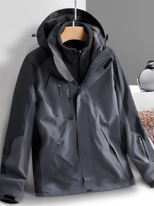 Unisex Outdoor Waterproof Jacket With Detachable Fleece Liner Windproof Hooded Mountain Climbing Coat Winter 3-in-1 Thick Warm Sportswear