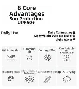 UPF 50+ sun protection fabric features showing cooling, breathable and quick-dry tech
