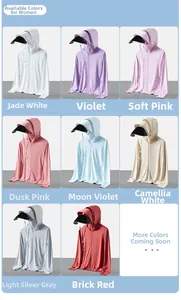 UPF50+ ice silk sun protection hoodies in eight colors with integrated wide brims