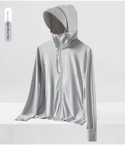 Detail of light silver gray cooling ice silk fabric with breathable mesh texture