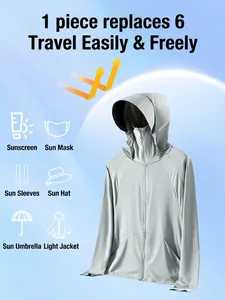 Women's UV protection ice silk sun jacket in light grey with UPF 50+ rating