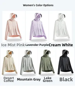 Detailed grid view showcasing seven pastel color options for the outdoor sun protection jacket