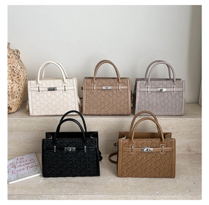 Detailed display of premium textured small square bags in five elegant neutral colors