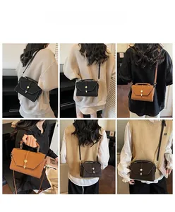 Various styles showing black and brown crossbody square bags from multiple angles