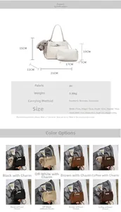 Detailed size specifications for the minimalist PU leather bucket bag and inner pouch set