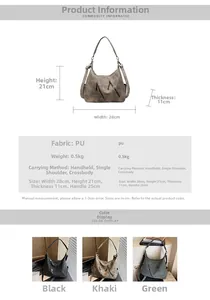 Spécifications détaillées de taille pour le sac bandoulière rétro en cuir PU mat
