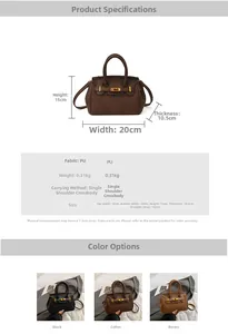 Detailed size chart and specifications for the vintage litchi pattern mini top handle bag