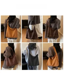 Hobo bag collection in solid matte suede and leopard prints for versatile autumn styling