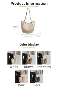 Detailed size guide and multi-color options for large pebble leather tote bag