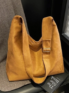 Women Retro Suede Tote Bag Large Capacity Minimalist Shoulder Crossbody Bag With Adjustable Strap Soft Commute Hobo Bag