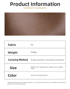 Detailed size guide and material specs for the faux leather crossbody bucket bag