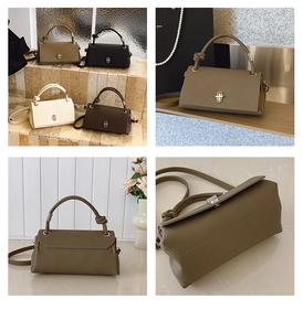 Detail of knot-handle retro small square bag in four colors with metallic lock