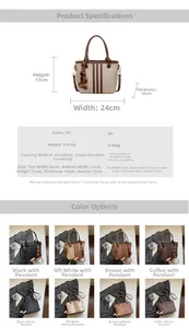 Spécifications détaillées de taille et options de couleur pour le sac seau en similicuir