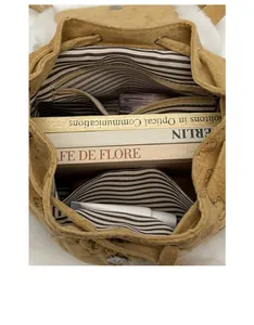 Top view of mini backpack interior showing striped lining and daily storage capacity