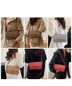 Collage of chic leather crossbody bags in various colors shown on models for commuting
