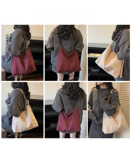 Detailed views of burgundy and off-white hobo shoulder bags in high-quality matte finish