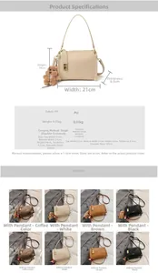 Detailed dimension chart and material specs for the retro PU leather crossbody bag