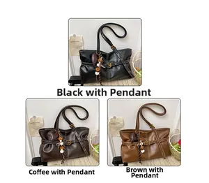Detailed comparison of vintage PU leather tote bags in black, coffee, and brown colors