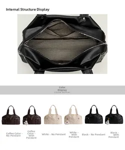 Detail view of large travel bag interior with striped lining and multi-color options