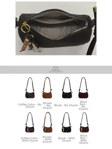 Vue détaillée de l'intérieur du sac demi-lune et présentation des différentes couleurs
