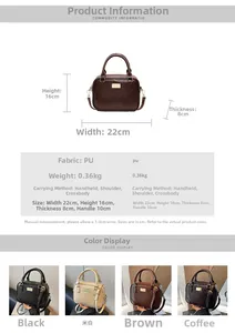 Detailed size specifications for retro PU leather Boston handbag with dimensions in centimeters