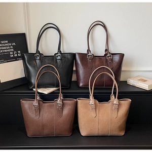 Sacs cabas vintage en similicuir à grande capacité en quatre couleurs rétro pour femmes