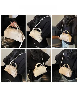 Collage de sac Boston crème montrant divers styles de portés main et en bandoulière