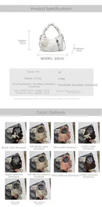 Tableau des dimensions et options multicolores pour sac nuage en cuir PU froncé